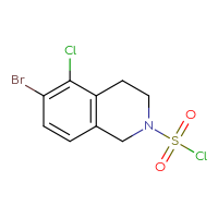 Chemical structure of 6-bromo-5-chloro-1,2,3,4-tetrahydroisoquinoline-2-sulfonyl chloride - CSSB14975744608