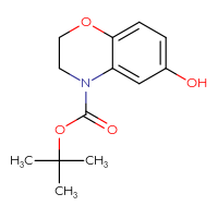 Chemical structure of tert-butyl 6-hydroxy-3,4-dihydro-2H-1,4-benzoxazine-4-carboxylate - CSSB00015834897