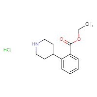 Chemical structure of ethyl 2-(piperidin-4-yl)benzoate hydrochloride - CSSB21043403279