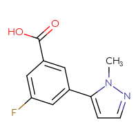 Chemical structure of 3-fluoro-5-(1-methyl-1H-pyrazol-5-yl)benzoic acid - CSSB00013962364