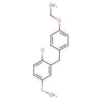 Chemical structure of 1-chloro-2-[(4-ethoxyphenyl)methyl]-4-(methylsulfanyl)benzene - CSSB21284860501