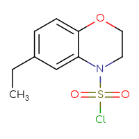 Chemical structure of 6-ethyl-3,4-dihydro-2H-1,4-benzoxazine-4-sulfonyl chloride - CSSB15005990285