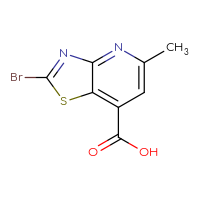 Chemical structure of 2-bromo-5-methyl-[1,3]thiazolo[4,5-b]pyridine-7-carboxylic acid - CSSB06728263537