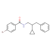 Chemical structure of 4-bromo-N-(2-cyclopropyl-3-phenylpropyl)benzamide - CSSB01044800716