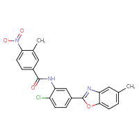 Chemical structure of N-[2-chloro-5-(5-methyl-1,3-benzoxazol-2-yl)phenyl]-3-methyl-4-nitrobenzamide - CSSB00121713782