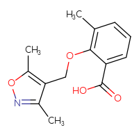 Chemical structure of 2-[(3,5-dimethyl-1,2-oxazol-4-yl)methoxy]-3-methylbenzoic acid - CSSB00000634426