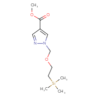 Chemical structure of methyl 1-{[2-(trimethylsilyl)ethoxy]methyl}-1H-pyrazole-4-carboxylate - CSSB00160523847