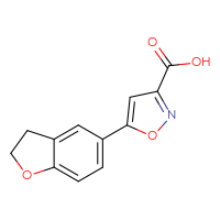 Chemical structure of 5-(2,3-dihydro-1-benzofuran-5-yl)-1,2-oxazole-3-carboxylic acid - CSSB00103042662