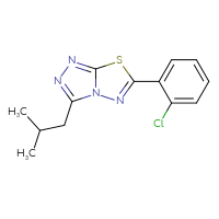 Chemical structure of 6-(2-chlorophenyl)-3-(2-methylpropyl)-[1,2,4]triazolo[3,4-b][1,3,4]thiadiazole - CSSB00121606657