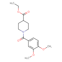 Chemical structure of ethyl 1-(3,4-dimethoxybenzoyl)piperidine-4-carboxylate - CSSB00046160715