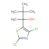 Chemical structure of 2-(2,4-dichloro-1,3-thiazol-5-yl)-3,3-dimethylbutan-2-ol - CSSB02130049559