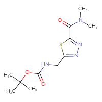 Chemical structure of tert-butyl N-{[5-(dimethylcarbamoyl)-1,3,4-thiadiazol-2-yl]methyl}carbamate - CSSB15076856222