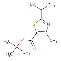 Chemical structure of tert-butyl 2-(1-aminoethyl)-4-methyl-1,3-thiazole-5-carboxylate - CSSB00046842723