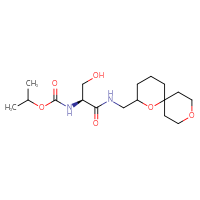 Chemical structure of propan-2-yl N-[(1S)-1-[({1,9-dioxaspiro[5.5]undecan-2-yl}methyl)carbamoyl]-2-hydroxyethyl]carbamate - CSSB21432535057