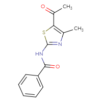 Chemical structure of N-(5-acetyl-4-methyl-1,3-thiazol-2-yl)benzamide - CSSB15046396716