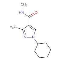 Chemical structure of 1-cyclohexyl-N,3-dimethyl-1H-pyrazole-4-carboxamide - CSSB21043419044