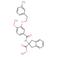 Chemical structure of methyl 2-{4-methoxy-3-[2-(3-methylphenyl)ethoxy]benzamido}-2,3-dihydro-1H-indene-2-carboxylate - CSSB20785369179