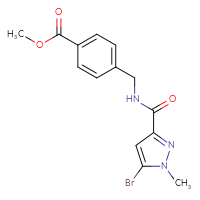 Chemical structure of methyl 4-{[(5-bromo-1-methyl-1H-pyrazol-3-yl)formamido]methyl}benzoate - CSSB00105639101