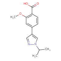 Chemical structure of 2-methoxy-4-[1-(propan-2-yl)-1H-pyrazol-4-yl]benzoic acid - CSSB06583796446