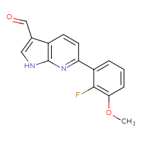 Chemical structure of 6-(2-fluoro-3-methoxyphenyl)-1H-pyrrolo[2,3-b]pyridine-3-carbaldehyde - CSSB10615167648