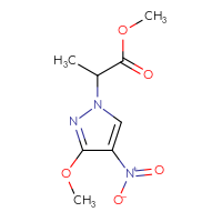 Chemical structure of methyl 2-(3-methoxy-4-nitro-1H-pyrazol-1-yl)propanoate - CSSB00000028134