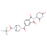 Chemical structure of tert-butyl 3-[2-(2,6-dioxopiperidin-3-yl)-1,3-dioxo-2,3-dihydro-1H-isoindole-5-carbonyl]-3,6-diazabicyclo[3.1.1]heptane-6-carboxylate - CSSB20401184337