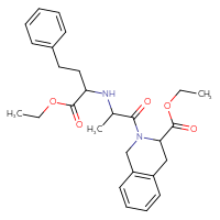 Chemical structure of ethyl 2-{2-[(1-ethoxy-1-oxo-4-phenylbutan-2-yl)amino]propanoyl}-1,2,3,4-tetrahydroisoquinoline-3-carboxylate - CSSB20620702635