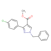 Chemical structure of methyl 1-benzyl-3-(4-chlorophenyl)-1H-pyrazole-4-carboxylate - CSSB01392469814