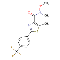 Chemical structure of N-methoxy-N,5-dimethyl-2-[4-(trifluoromethyl)phenyl]-1,3-thiazole-4-carboxamide - CSSB02116002933
