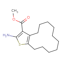 Chemical structure of methyl 2-amino-4H,5H,6H,7H,8H,9H,10H,11H,12H,13H-cyclododeca[b]thiophene-3-carboxylate - CSSB00020594860