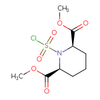 Chemical structure of 2,6-dimethyl (2R,6S)-1-(chlorosulfonyl)piperidine-2,6-dicarboxylate - CSSB21224764150