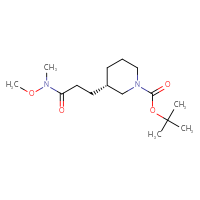 Chemical structure of tert-butyl (3S)-3-{2-[methoxy(methyl)carbamoyl]ethyl}piperidine-1-carboxylate - CSSB06637463402