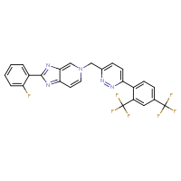 Chemical structure of 3-[2,4-bis(trifluoromethyl)phenyl]-6-{[2-(2-fluorophenyl)-5H-imidazo[4,5-c]pyridin-5-yl]methyl}pyridazine - CSSB00016997739