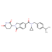 Chemical structure of N-cyclopropyl-2-(2,6-dioxopiperidin-3-yl)-1-oxo-N-{[4-(propan-2-yl)phenyl]methyl}-2,3-dihydro-1H-isoindole-5-carboxamide - CSSB01149149766