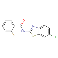 Chemical structure of N-(6-chloro-1,3-benzothiazol-2-yl)-2-fluorobenzamide - CSSB00027980592