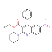 Chemical structure of ethyl 6-nitro-4-phenyl-2-(piperidin-1-yl)quinoline-3-carboxylate - CSSB00028201335