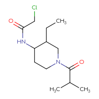 Chemical structure of 2-chloro-N-[3-ethyl-1-(2-methylpropanoyl)piperidin-4-yl]acetamide - CSSB21332098639
