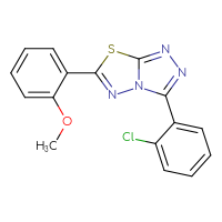 Chemical structure of 3-(2-chlorophenyl)-6-(2-methoxyphenyl)-[1,2,4]triazolo[3,4-b][1,3,4]thiadiazole - CSSB00121638189