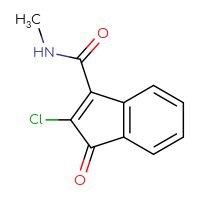 Chemical structure of 2-chloro-N-methyl-1-oxo-1H-indene-3-carboxamide - CSSB21043419070
