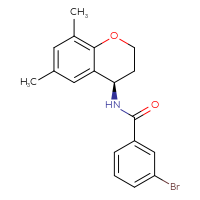 Chemical structure of 3-bromo-N-[(4R)-6,8-dimethyl-3,4-dihydro-2H-1-benzopyran-4-yl]benzamide - CSSB01140885929