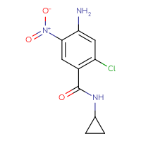 Chemical structure of 4-amino-2-chloro-N-cyclopropyl-5-nitrobenzamide - CSSB00020648898