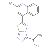 Chemical structure of 2-methyl-4-[3-(propan-2-yl)-[1,2,4]triazolo[3,4-b][1,3,4]thiadiazol-6-yl]quinoline - CSSB00121603972