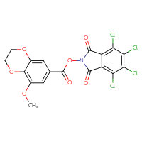 Chemical structure of 4,5,6,7-tetrachloro-1,3-dioxo-2,3-dihydro-1H-isoindol-2-yl 8-methoxy-2,3-dihydro-1,4-benzodioxine-6-carboxylate - CSSB20270268600