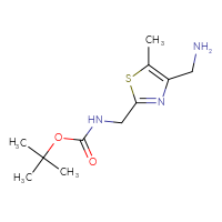 Chemical structure of tert-butyl N-{[4-(aminomethyl)-5-methyl-1,3-thiazol-2-yl]methyl}carbamate - CSSB00102676983