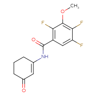 Chemical structure of 2,4,5-trifluoro-3-methoxy-N-(3-oxocyclohex-1-en-1-yl)benzamide - CSSB21531614929
