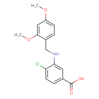 Chemical structure of 4-chloro-3-{[(2,4-dimethoxyphenyl)methyl]amino}benzoic acid - CSSB00132563964