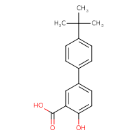 Chemical structure of 4'-tert-butyl-4-hydroxy-[1,1'-biphenyl]-3-carboxylic acid - CSSB00044776515