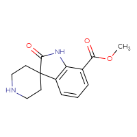 Chemical structure of methyl 2-oxo-1,2-dihydrospiro[indole-3,4'-piperidine]-7-carboxylate - CSSB06388511255
