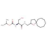 Chemical structure of propan-2-yl N-[(1S)-2-hydroxy-1-[({1-oxaspiro[4.7]dodecan-2-yl}methyl)carbamoyl]ethyl]carbamate - CSSB21432535970