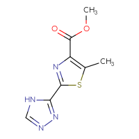 Chemical structure of methyl 5-methyl-2-(4H-1,2,4-triazol-3-yl)-1,3-thiazole-4-carboxylate - CSSB00013009934